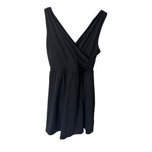 Lands End Black V-Neck Wireless Swim Dress Size 16W